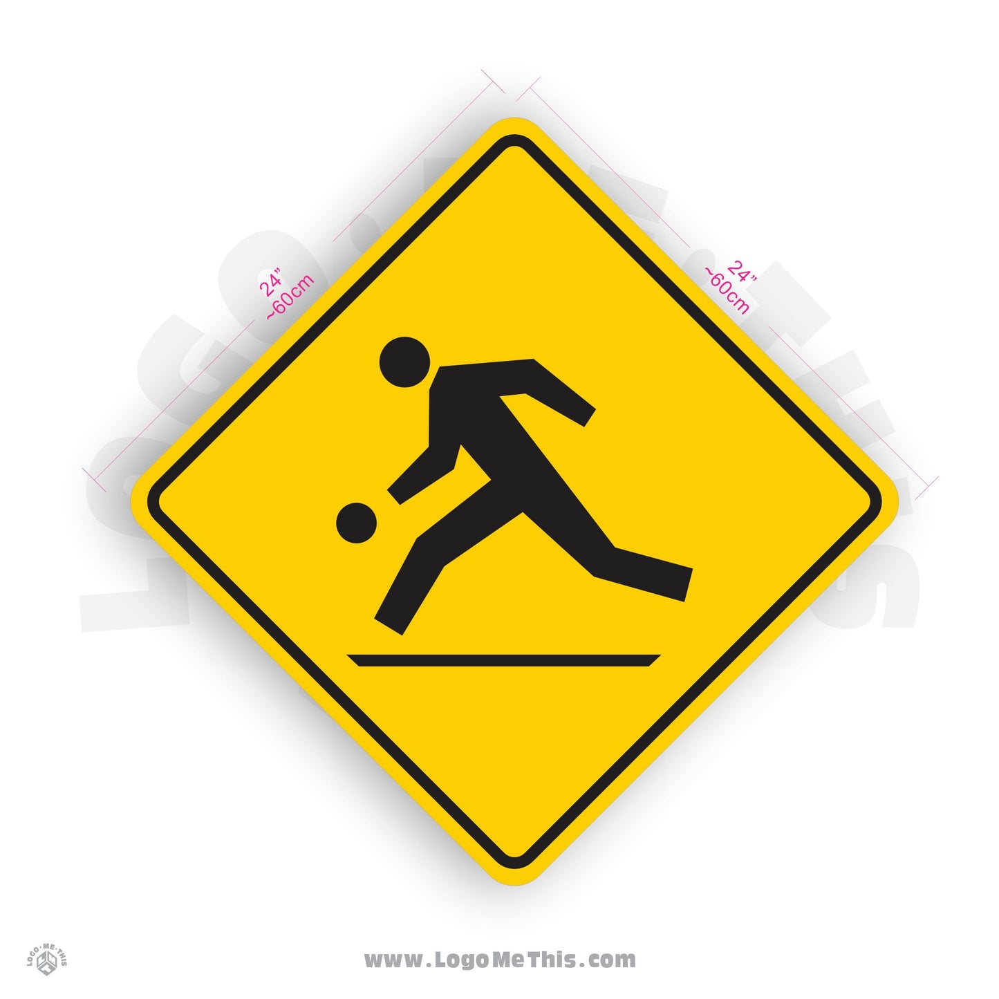 Children at Play, 24x24" Reflective Safety Yellow Aluminum Sign