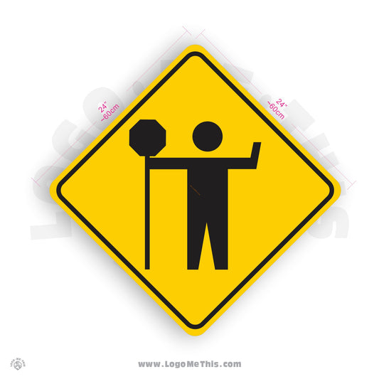 Flagger Ahead, 24x24" Reflective Safety Yellow Aluminum Sign