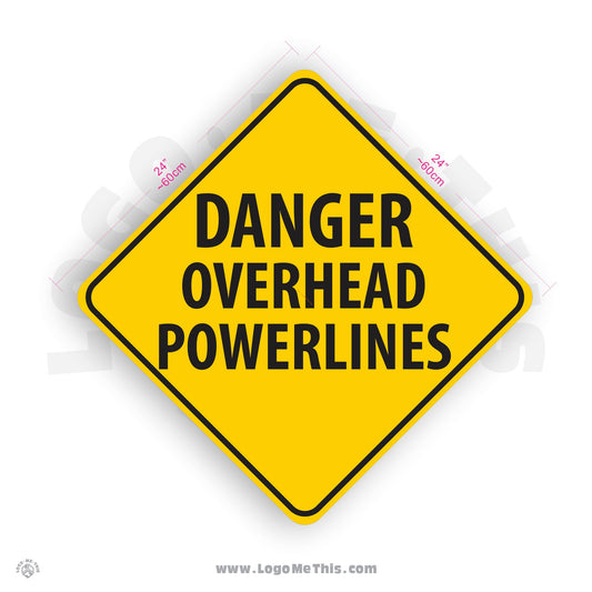 Overhead Power Lines, 24x24" Reflective Safety Yellow Aluminum Sign
