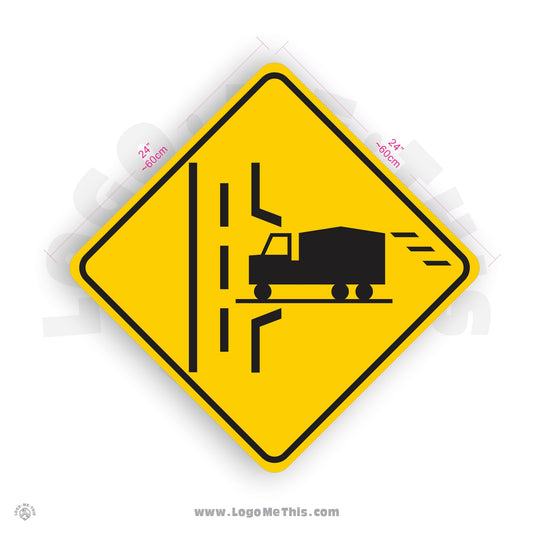 Truck Crossing (left), 24x24" Reflective Safety Yellow Aluminum Sign