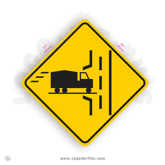 Truck Crossing (Right), 24x24" Reflective Safety Yellow Aluminum Sign