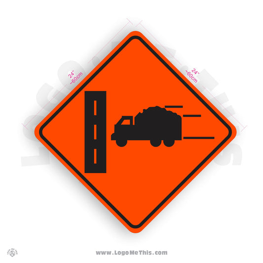 Truck Entrance (Left), 24x24" Reflective Construction Orange Aluminum Sign