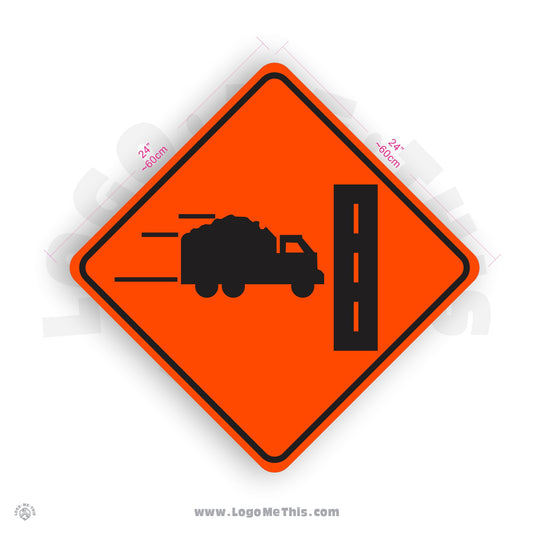 Truck Entrance (Right), 24x24" Reflective Construction Orange Aluminum Sign