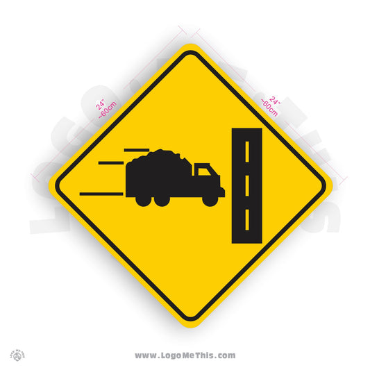 Truck Entrance (Right), 24x24" Reflective Safety Yellow Aluminum Sign
