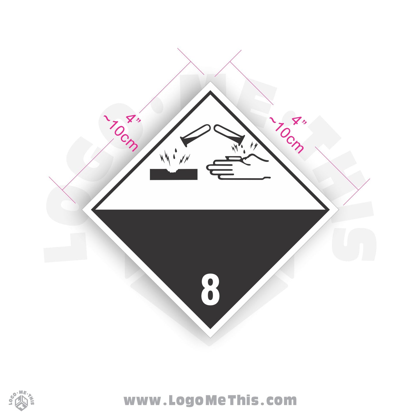 Corrosive Class 8 4x4" TDG Decal