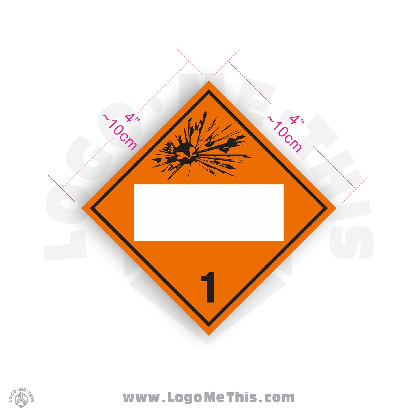 Explosive Class 1 BLANK 4x4" TDG Decal
