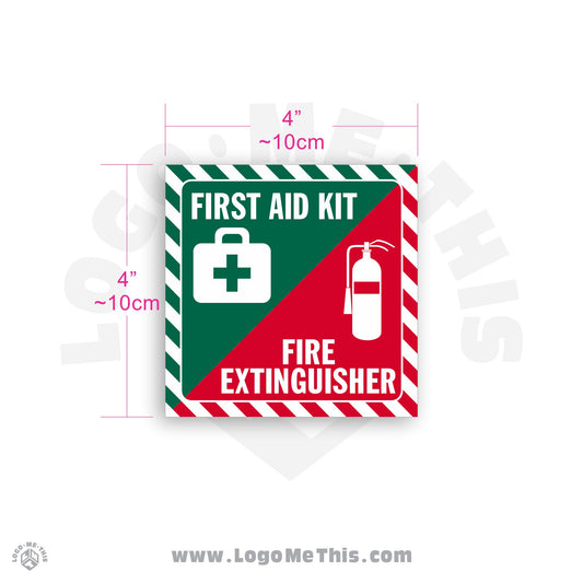 First Aid Kit Fire Extinguisher Combo 4x4" Decal