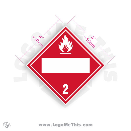 Flammable Gas Class 2 BLANK 4x4" TDG Decal