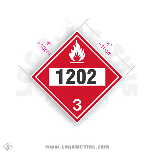 Flammable Class 3 1202 4x4" TDG Decal