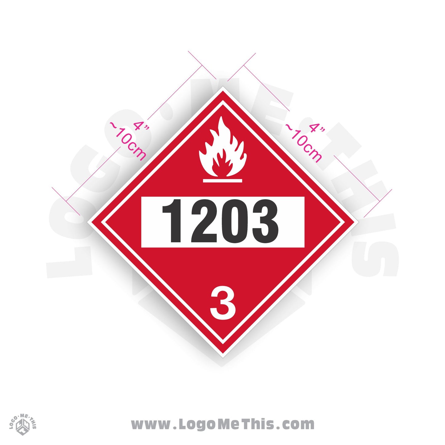 Flammable Class 3 1203 4x4" TDG Decal