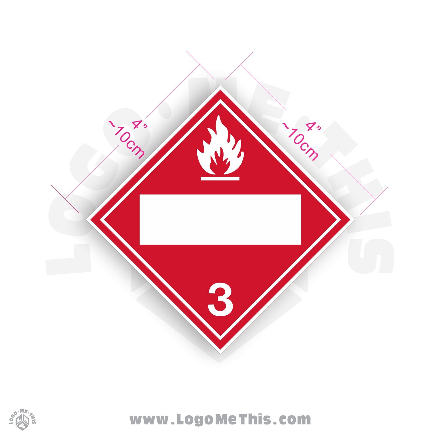 Flammable Class 3 BLANK 4x4" TDG Decal