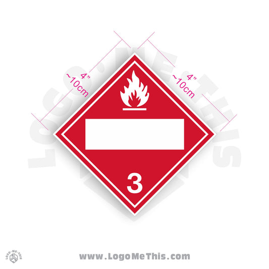 Flammable Class 3 BLANK 4x4" TDG Decal