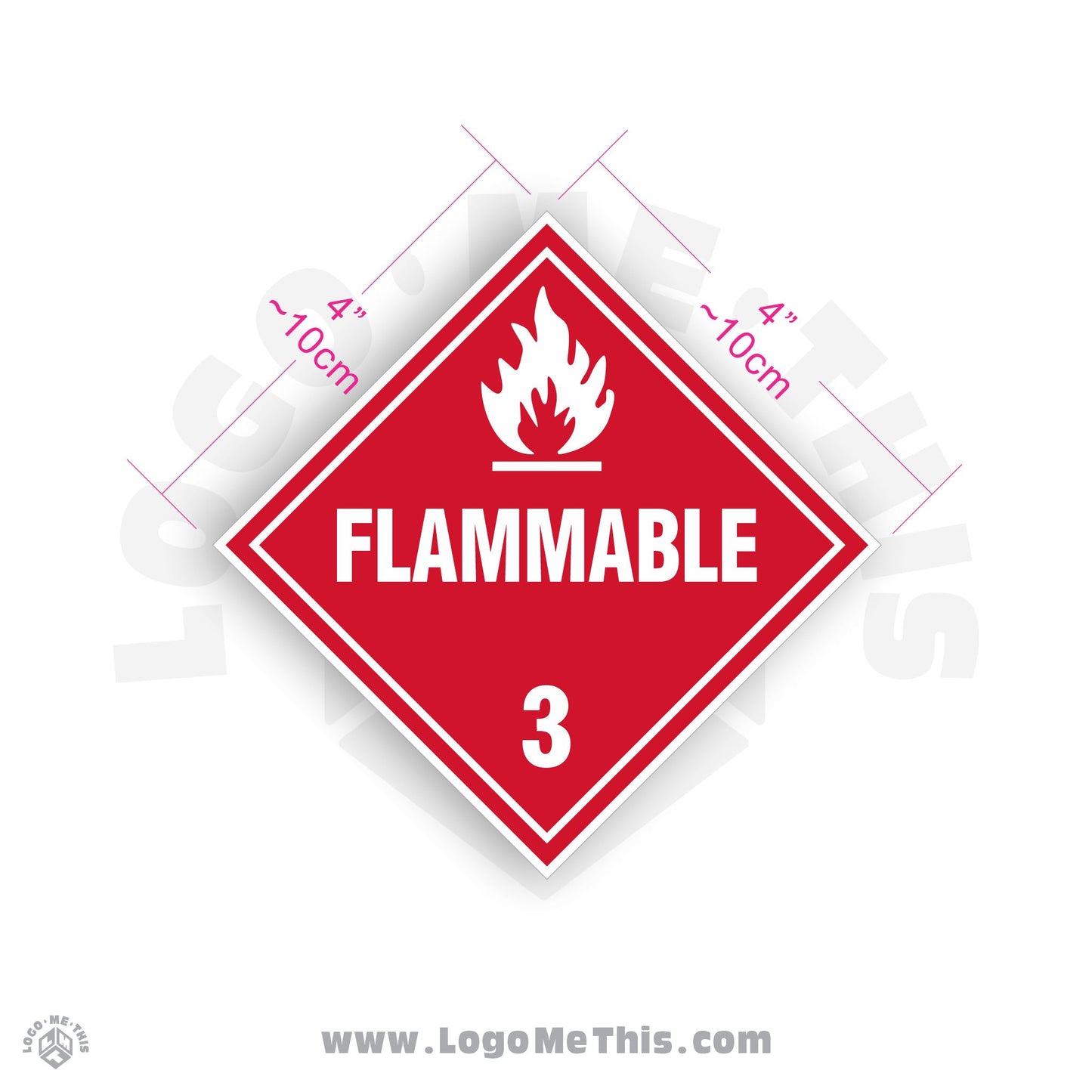 Flammable 3 4x4" TDG Decal