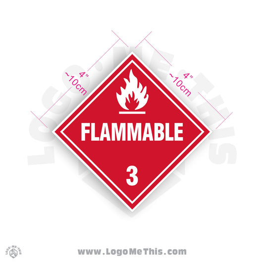 Flammable 3 4x4" TDG Decal