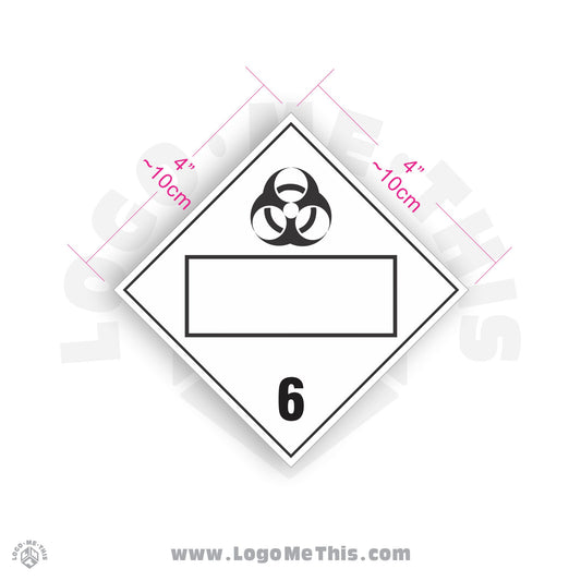 Infectious Substance Class 6 BLANK 4x4" TDG Decal