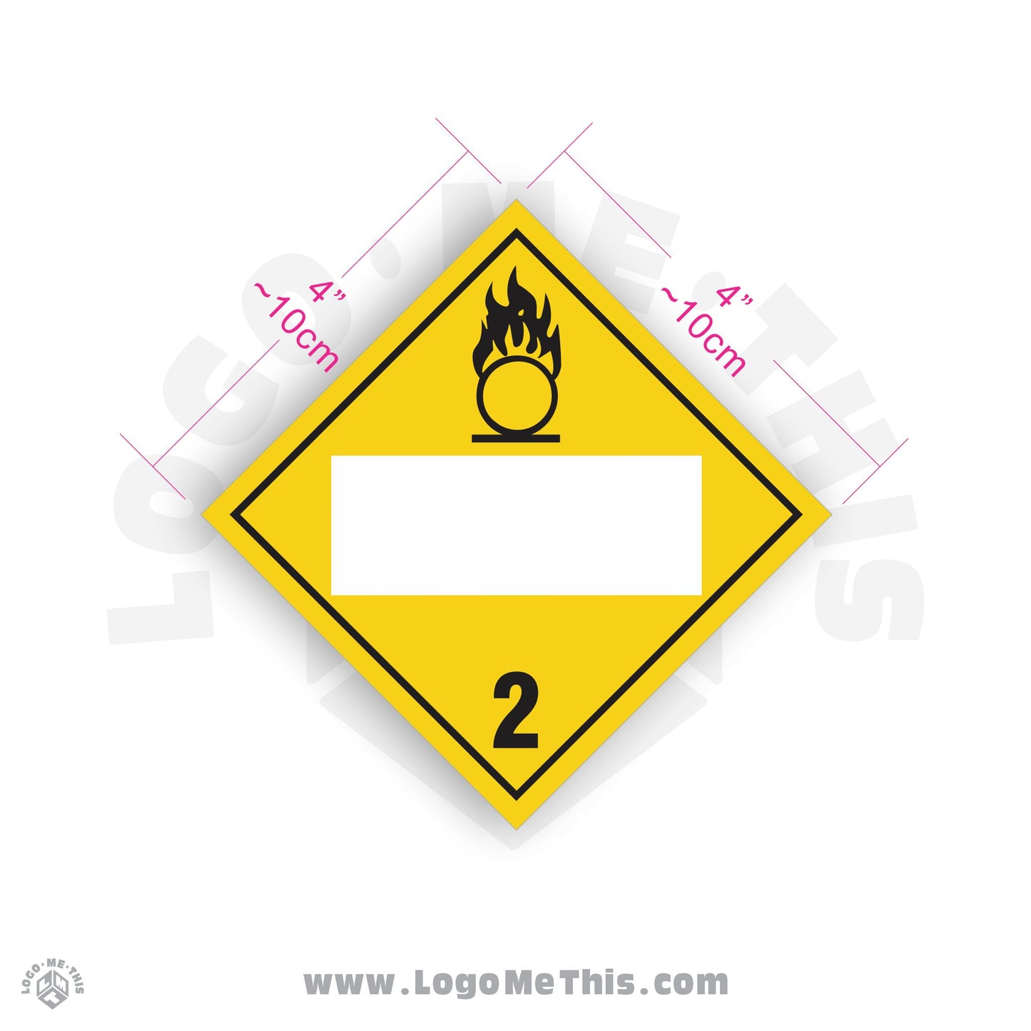 Oxidizing Gas Class 2 BLANK 4x4" TDG Decal
