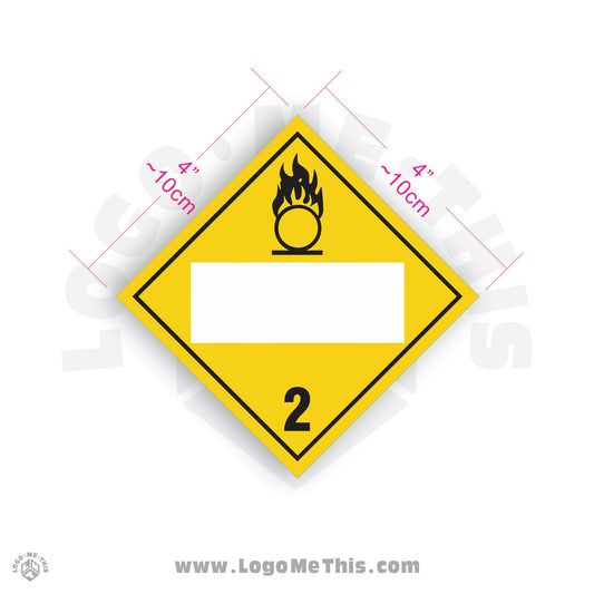 Oxidizing Gas Class 2 BLANK 4x4" TDG Decal
