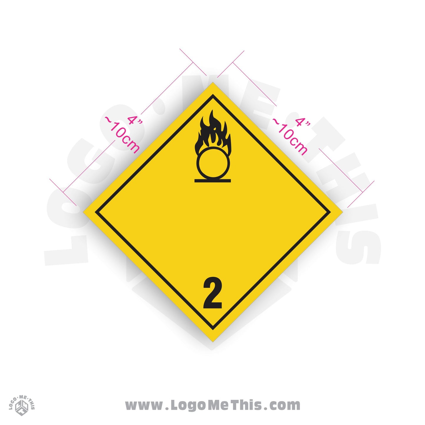 Oxidizing Gas Class 2 4x4" TDG Decal