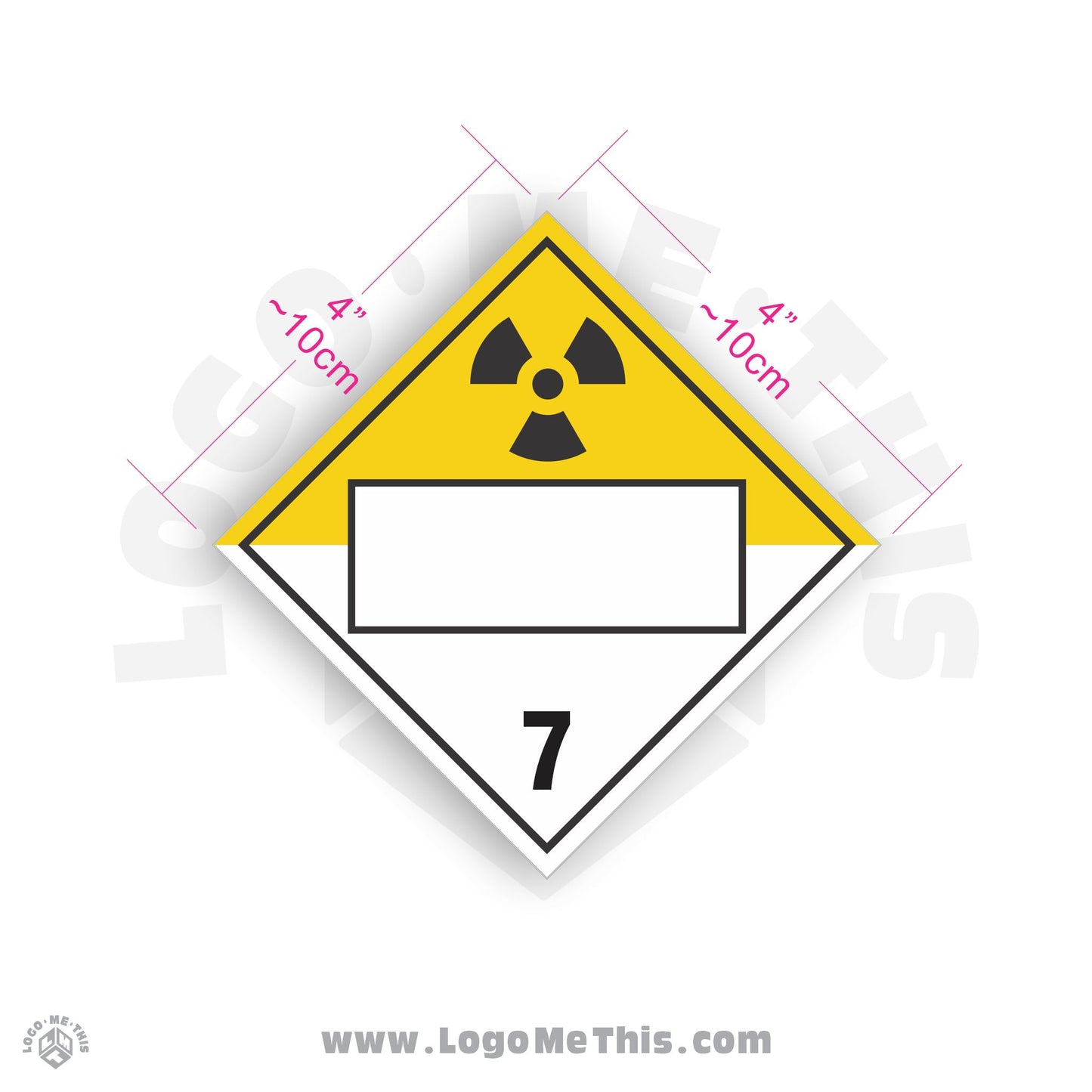 Radioactive Material Class 7 BLANK 4x4" TDG Decal