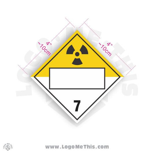 Radioactive Material Class 7 BLANK 4x4" TDG Decal