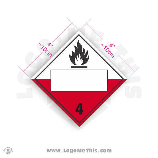 Spontaneous Combustion Class 4 BLANK 4x4" TDG Decal