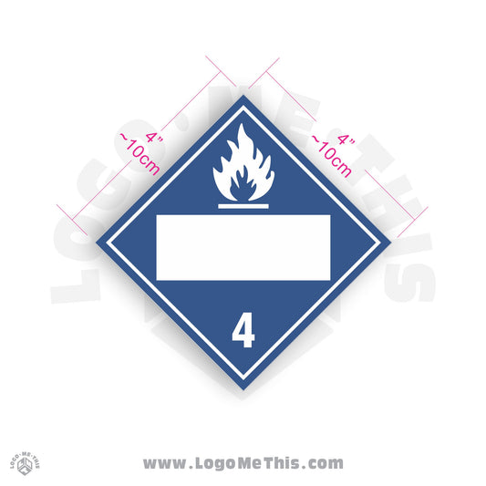 Water Reactive Class 4 BLANK 4x4" TDG Decal