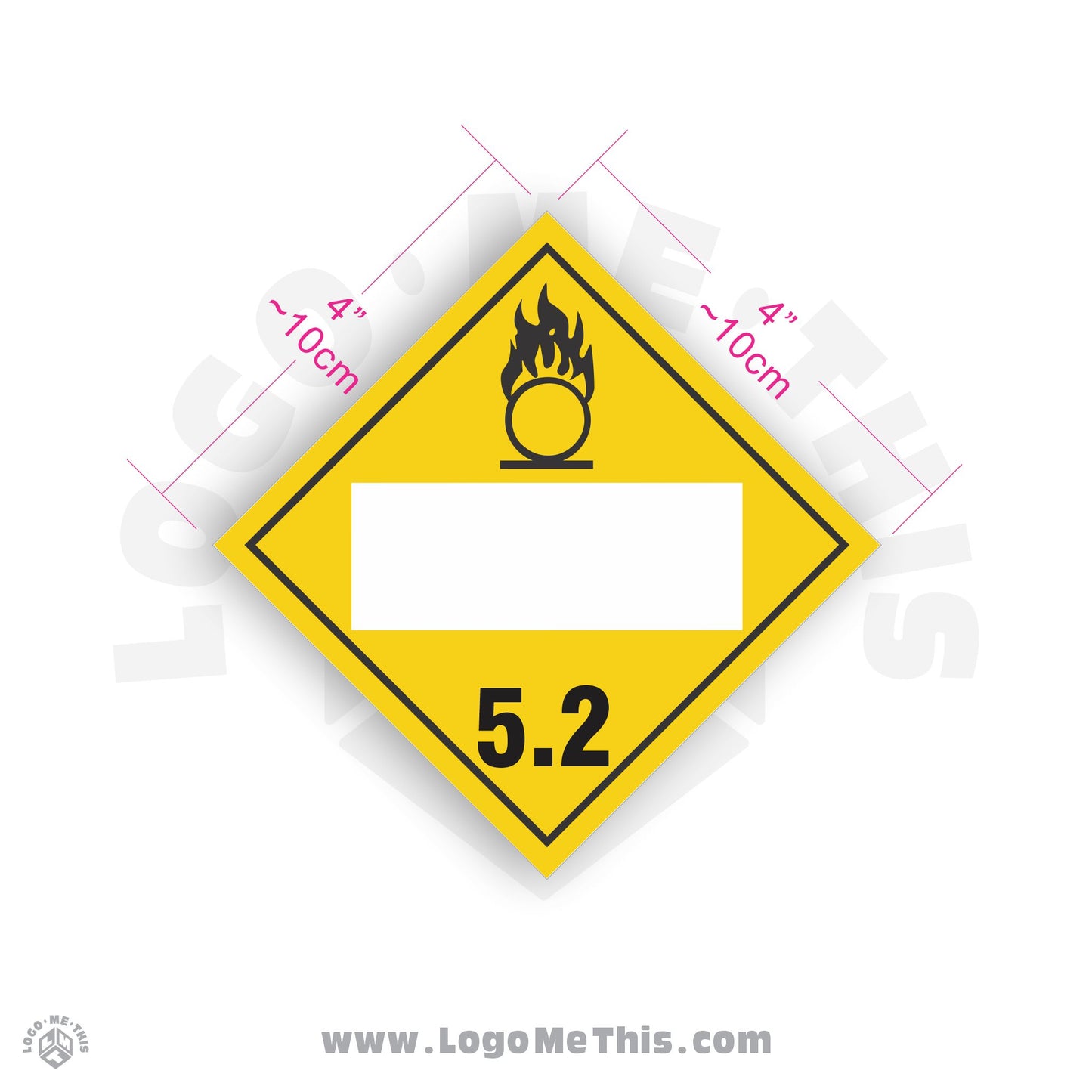 Organic Peroxide Class 5.2 BLANK 4x4" TDG Decal