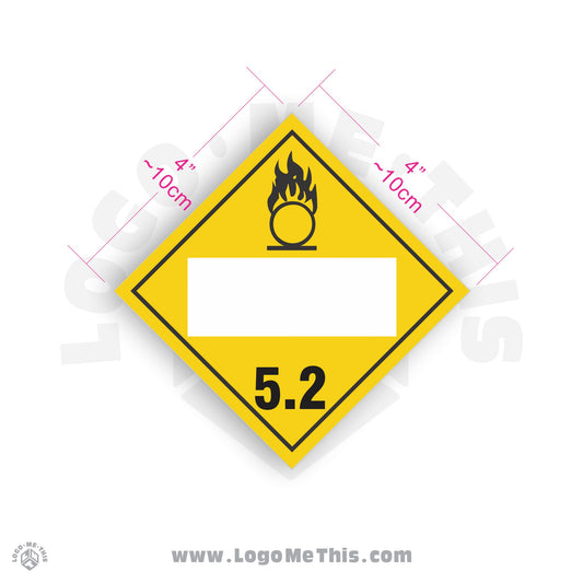 Organic Peroxide Class 5.2 BLANK 4x4" TDG Decal