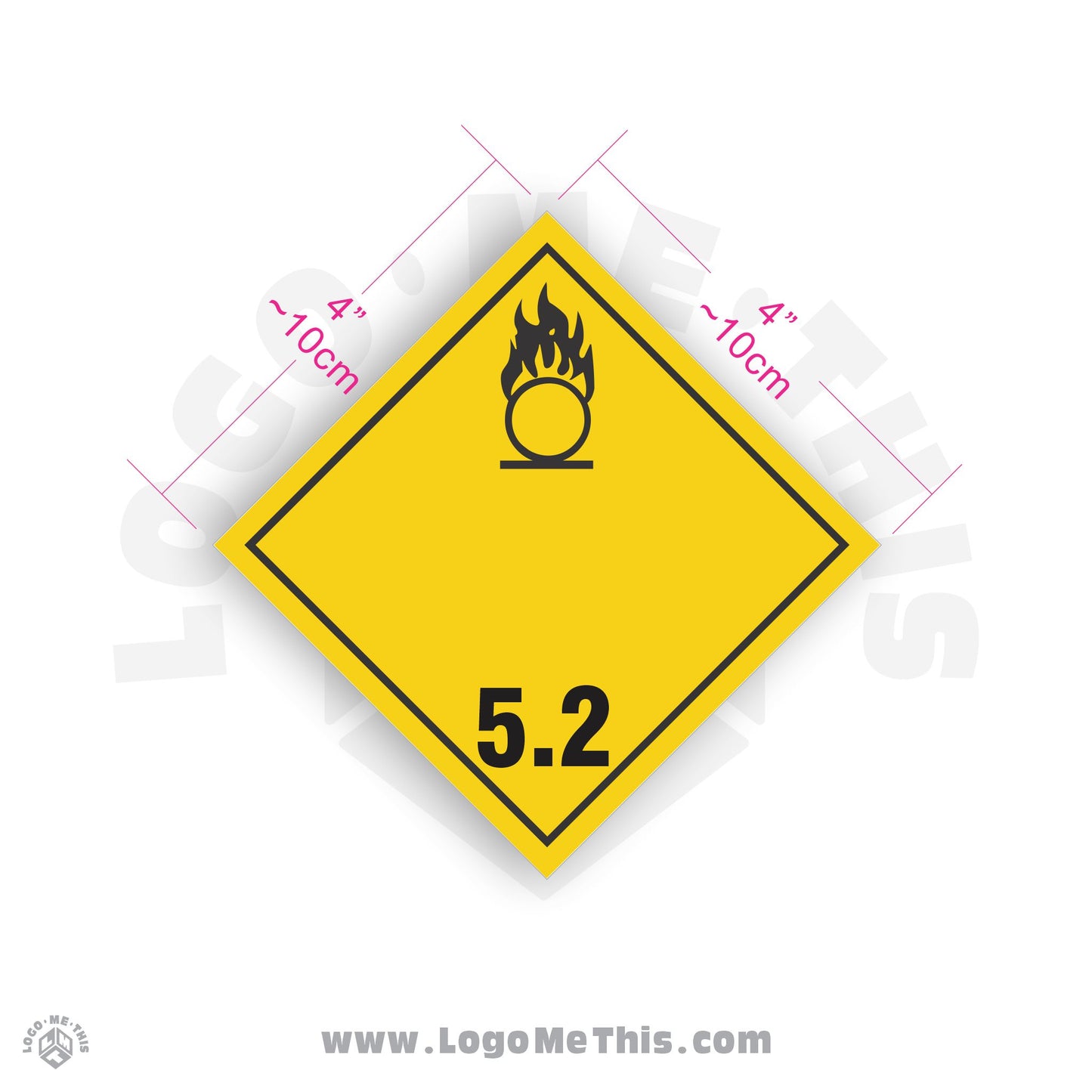 Organic Peroxide Class 5.2 4x4" TDG Decal