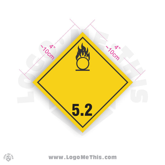 Organic Peroxide Class 5.2 4x4" TDG Decal