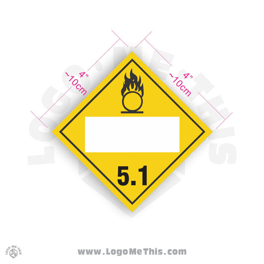 Oxidizing Substance Class 5.1 BLANK 4x4" TDG Decal