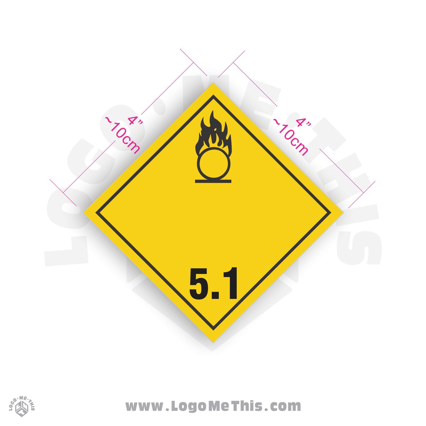 Oxidizing Substance Class 5.1 4x4" TDG Decal