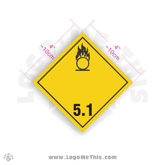 Oxidizing Substance Class 5.1 4x4" TDG Decal