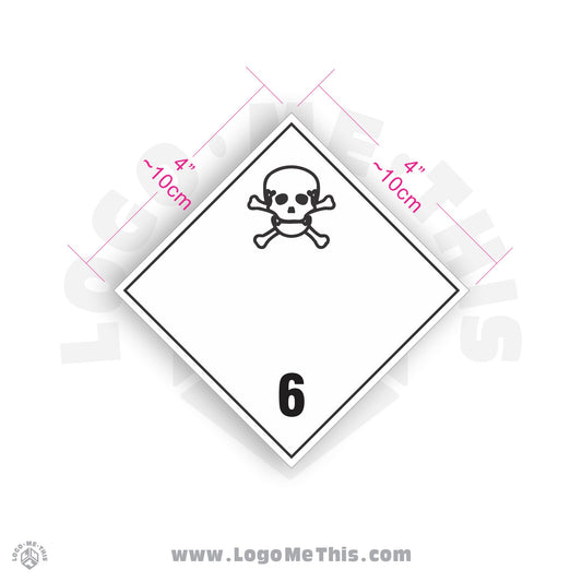 Toxic Substance Class 6 4x4" TDG Decal