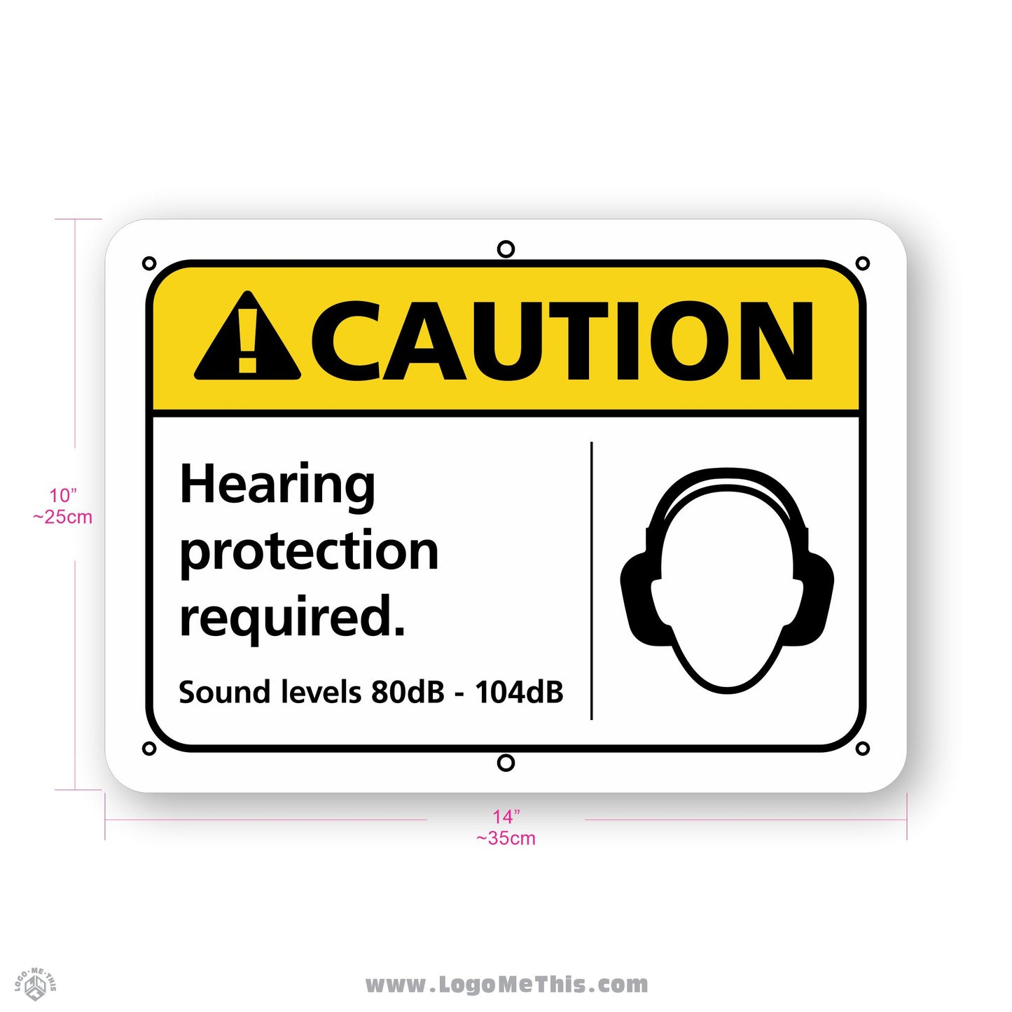 Hearing Protection Required, 10x14" Caution Sign 02-02-01-1-E