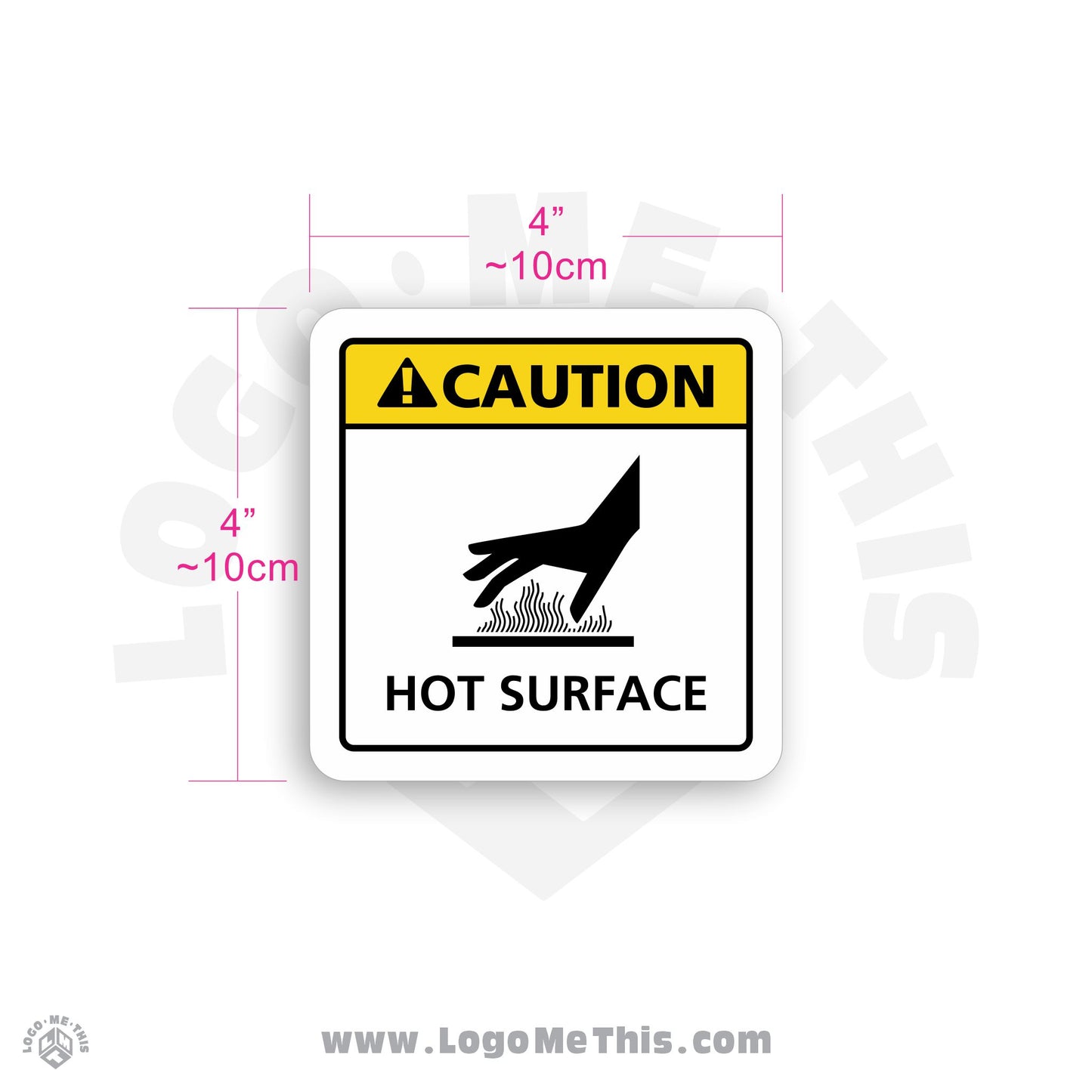 Hot Surface 4x4" Caution Decal 02-01-13-2-E