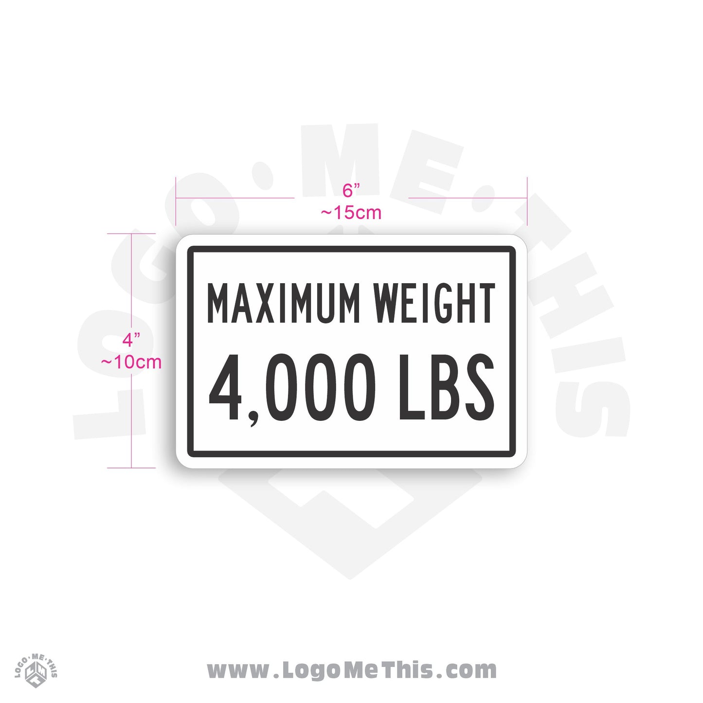 Maximum Weight 4,000 Lbs. 6x4" Decal