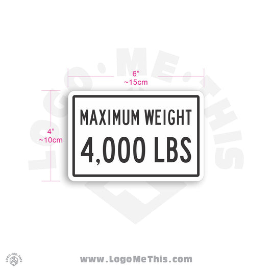 Maximum Weight 4,000 Lbs. 6x4" Decal