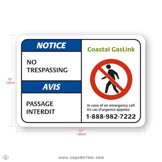 No Trespassing Passage Interdit, 10x14" Notice Sign