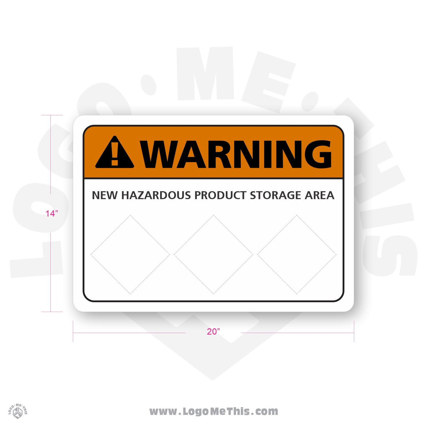 New Hazardous Product Storage Area, 20x14" Warning Sign 02-01-06-3-E